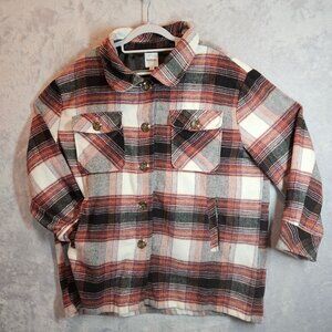 Kensie Womens Plaid Flannel Button  Jacket Pockets Work gorpcore outdoor shacket